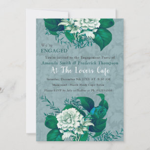 White / Green Rose Flowers design Invitation