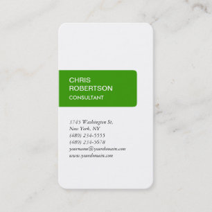 White Green Rounded Corner Charming Business Card