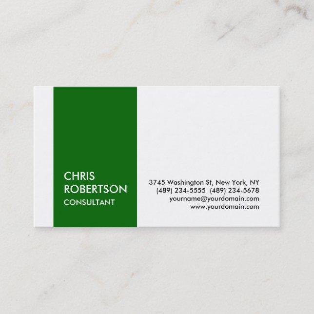 White Green Stripe Attractive Charm Business Card (Front)