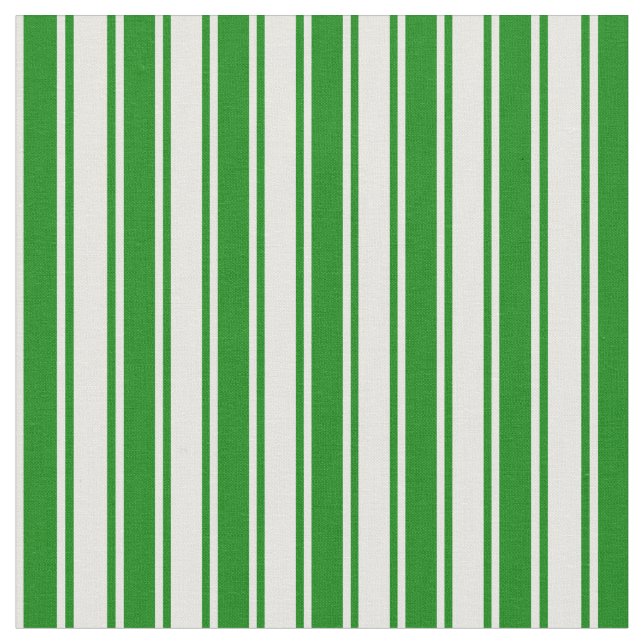 White & Green Stripes Pattern Fabric (Close Up)