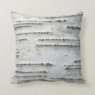 White, Grey and Black Birch Bark Throw Pillow