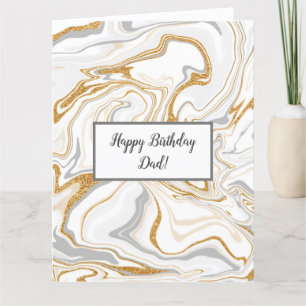 White, Grey and Gold Marble Dad's Birthday Card