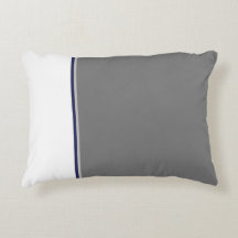 White, Grey, and Navy Modern Stripe Throw Pillow