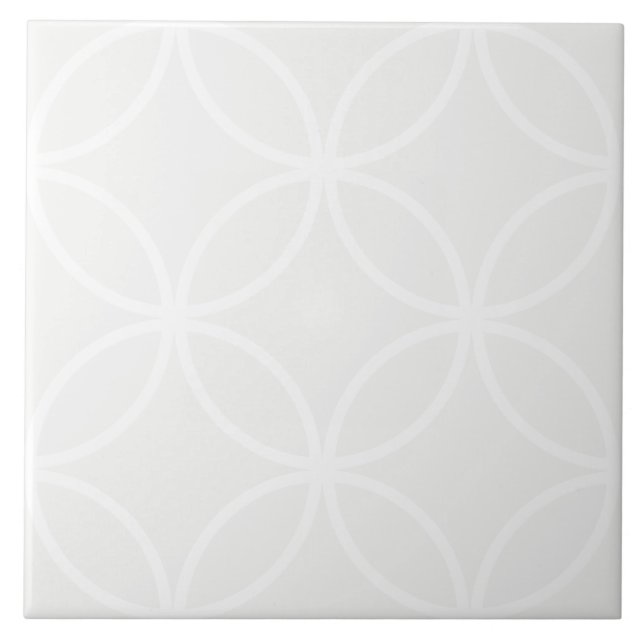 White grey and white petals circle diamond pattern tile (Front)