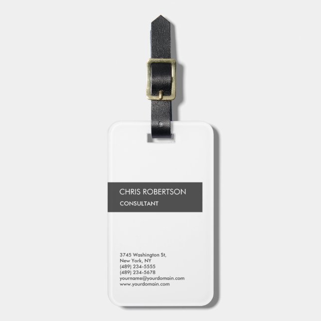White Grey Attractive Charming Luggage Tag (Front Vertical)
