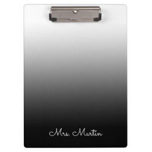 White Grey Black Gradient Personalized Teacher Clipboard