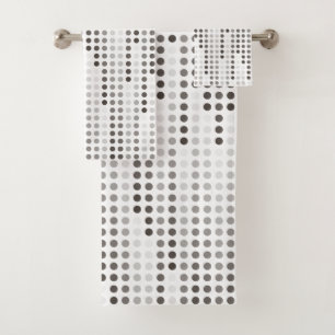 White Grey Black polka dots matrix Bath Towel Set