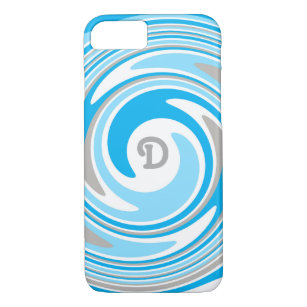White Grey Blue Swirl Abstract Monogram Case-Mate iPhone Case