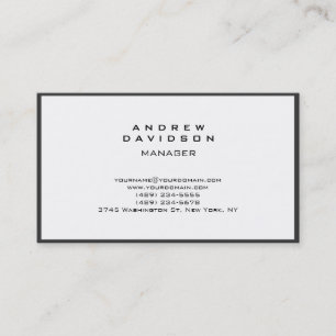 White Grey Border Pattern Plain Chic Business Card