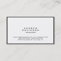 White Grey Border Trendy Plain Chic Business Card