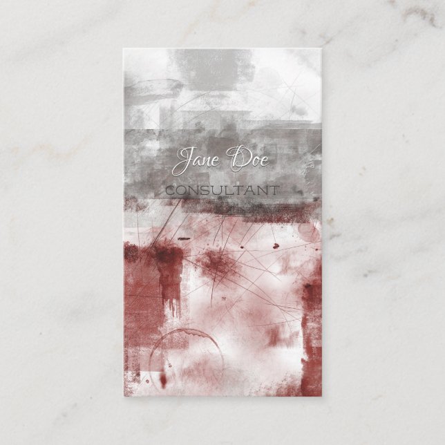White Grey Burgundy Rustic Modern Abstract Nr56 Business Card (Front)