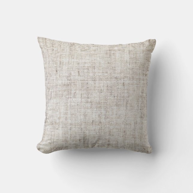 White Grey Burlap Texture Throw Pillow (Front)