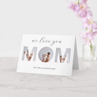 White Grey Calligraphy Photo Mother's Day Card