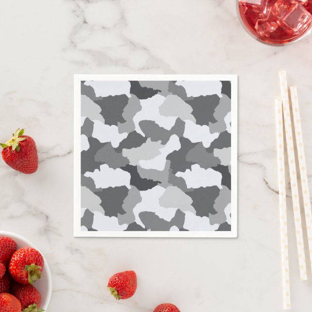 White Grey Camo | Snow Camouflage Napkin (Insitu)