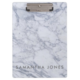 White Grey Carrara Marble Classic Modern Clipboard