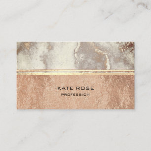 White Grey Carrara Marble Rose Gold Makeup Copper Business Card