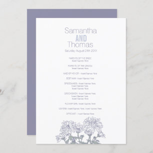 White grey chrysanthemum wedding program