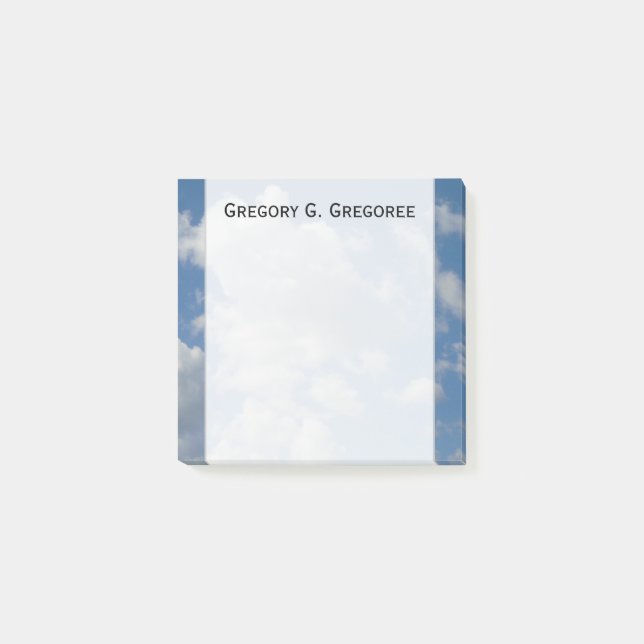 White/Grey Clouds and Blue Sky + Custom Name Note (Front)