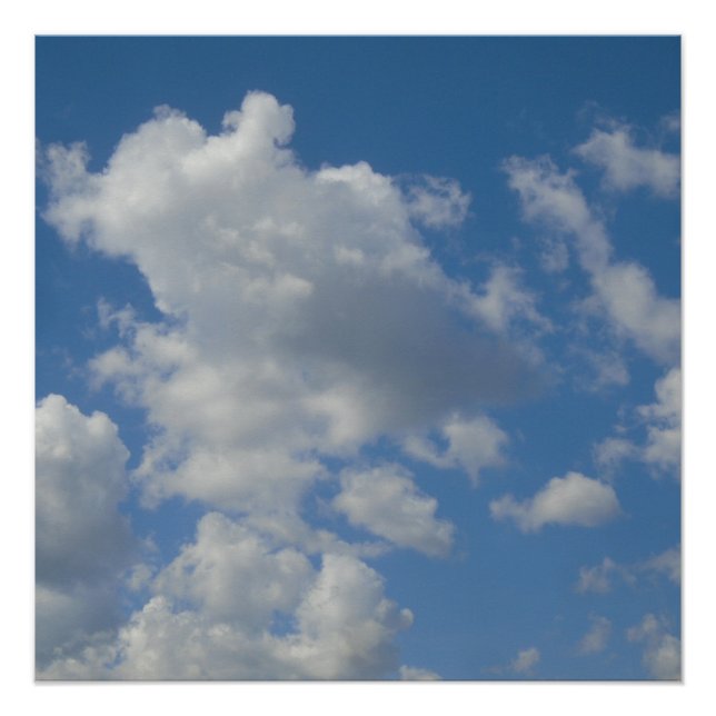White/Grey Clouds and Blue Sky Poster (Front)