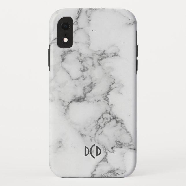 White & grey  faux marble Case-Mate iPhone case (Back)