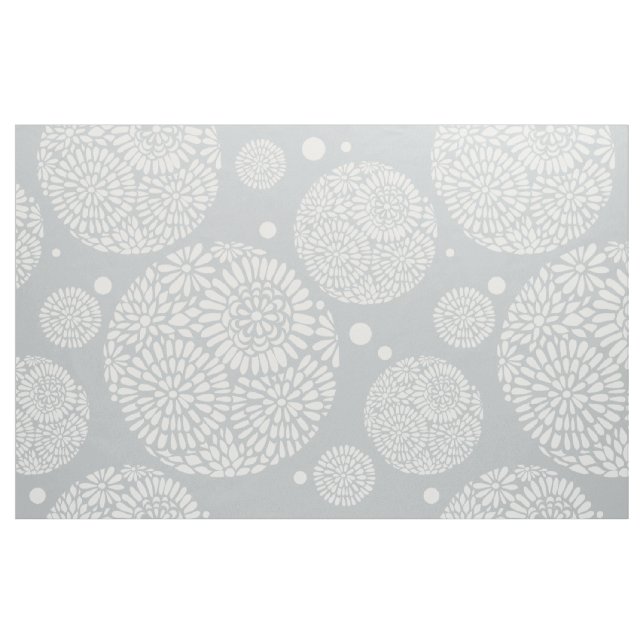 White & Grey Floral Geometric Circles Fabric (Fat Quarter)