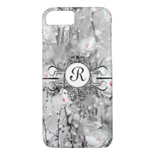 White grey floral pattern elegant  Case-Mate iPhone case