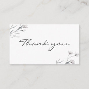 White Grey Floral thank you Stylish simple Wedding Enclosure Card