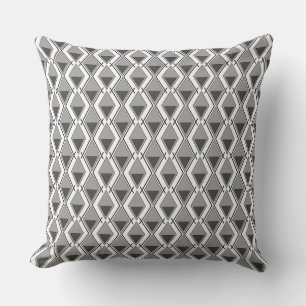 white grey geometric print art deco throw pillow