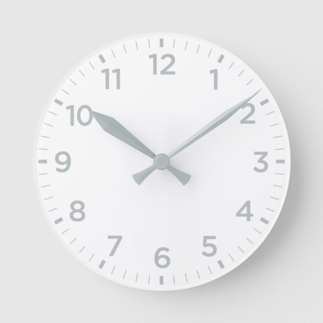 White Grey Gloss Minimalist Wall Clock (Front)