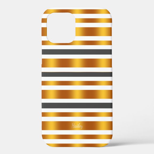 White grey gold effect striped Case-Mate iPhone case (Back)