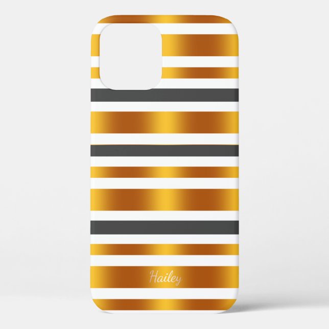 White grey gold effect striped Case-Mate iPhone case (Back)