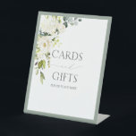 White Grey Green Watercolor Bridal Shower Gift Pedestal Sign<br><div class="desc">Designed to coordinate with my Elegant White Grey Green Watercolor Bridal Shower Suite, this gorgeous bridal shower gifts pedestal sign features a floral bouquet of lush grey green botanical leaves in shades of love and eucalyptus, and bordered in pale eucalyptus blue grey green. Part of a coordinated suite. See full...</div>