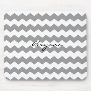 White Grey Grey Chevron Print Modern Mod Mouse Pad