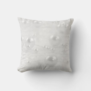 White Grey / Grey Wedding Pearls Throw Pillow