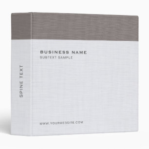 White Grey Linen Texture Custom Business Name Logo Binder