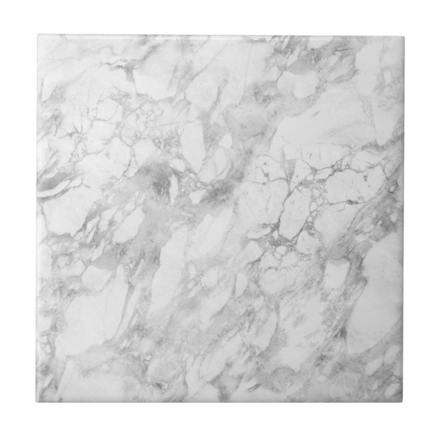 White Grey Marble Classic Elegant Beauty Glitz Tile (Front)