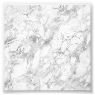White Grey Marble Classic Elegant Beauty Glitzy Photo Print