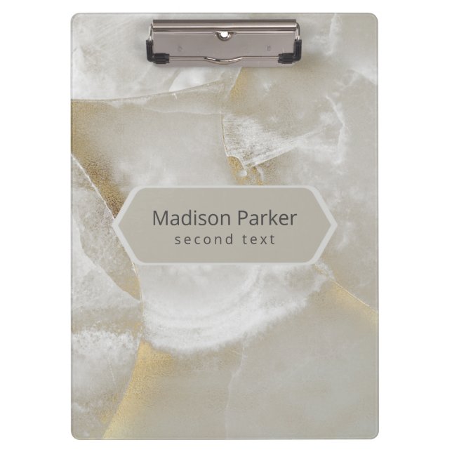 White & Grey Marble  Clipboard (Front)