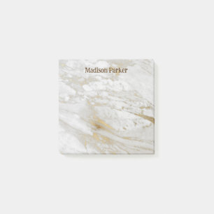 White & Grey Marble Gold Grain Post-it Notes
