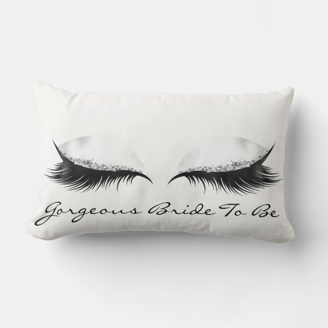 White Grey Metallic Makeup Lashes Gorgeous Bride Lumbar Pillow (Front)