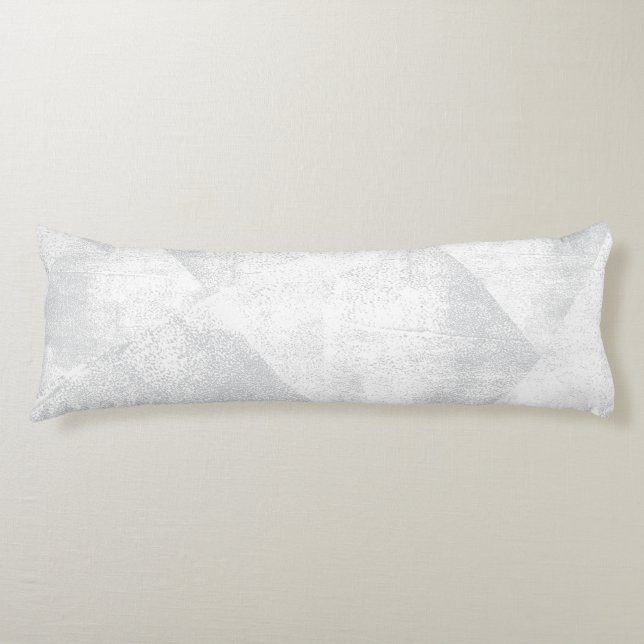 White/Grey Minimal Geometric Ink Texture Body Pillow (Front)