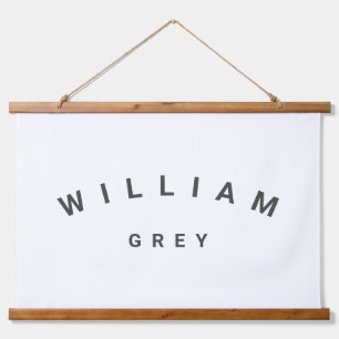 White/Grey Minimalist Name Nursery Decor Hanging Tapestry