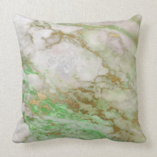 White Grey Mint Silver Gold VIP Brush Marble Throw Pillow