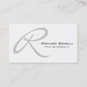 White Grey Monogram Consultant Business Card