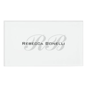 White Grey Monogram Name Initials Plain Stylish Tag