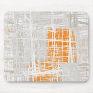 White grey orange abstract mouse pad