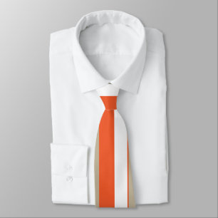 White Grey Orange Stripes Tie