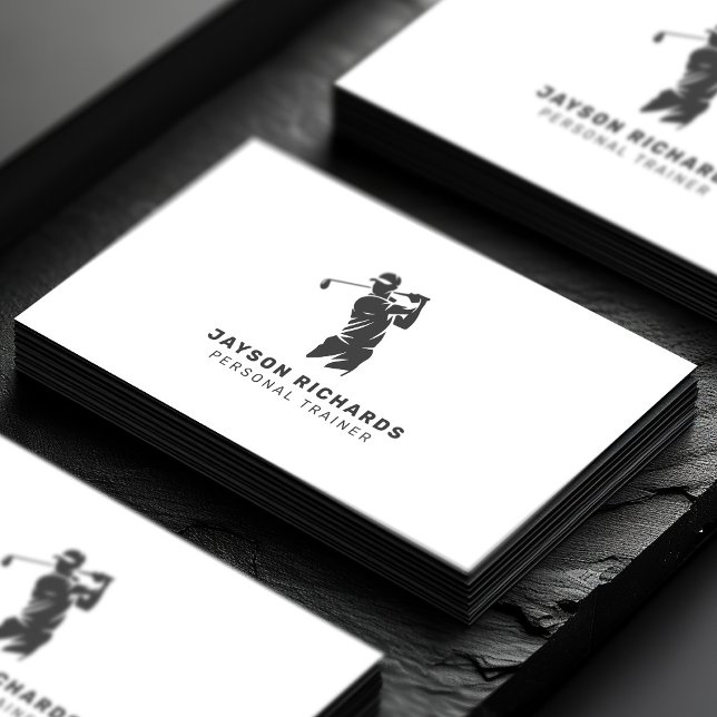 White Grey Personal Trainer Golf Instructor Business Card (Creator Uploaded)