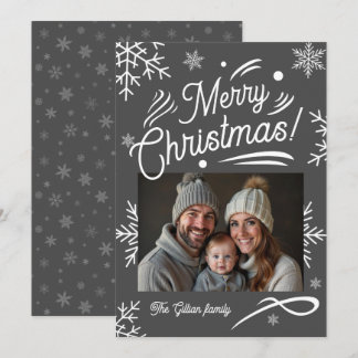 white grey photo holiday card