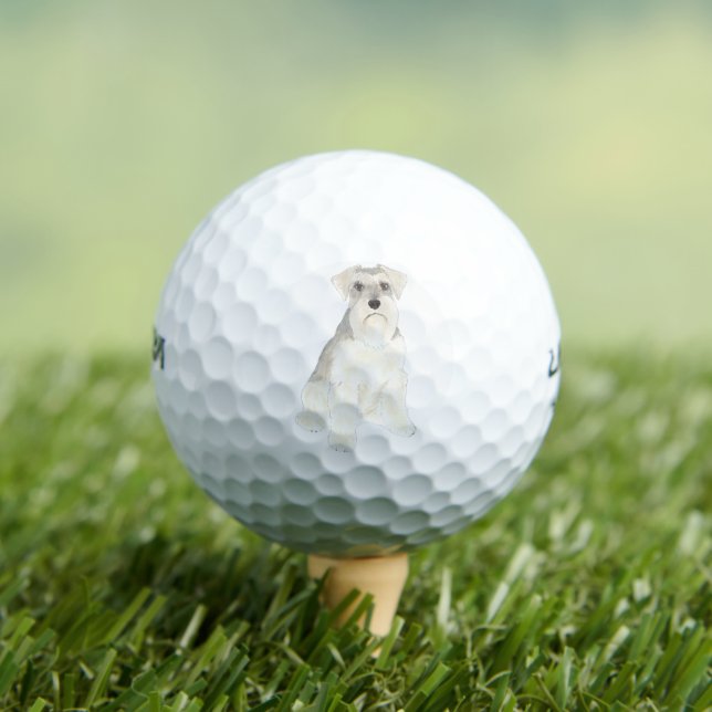 White & Grey Schnauzer Golf Balls (Insitu Tee)